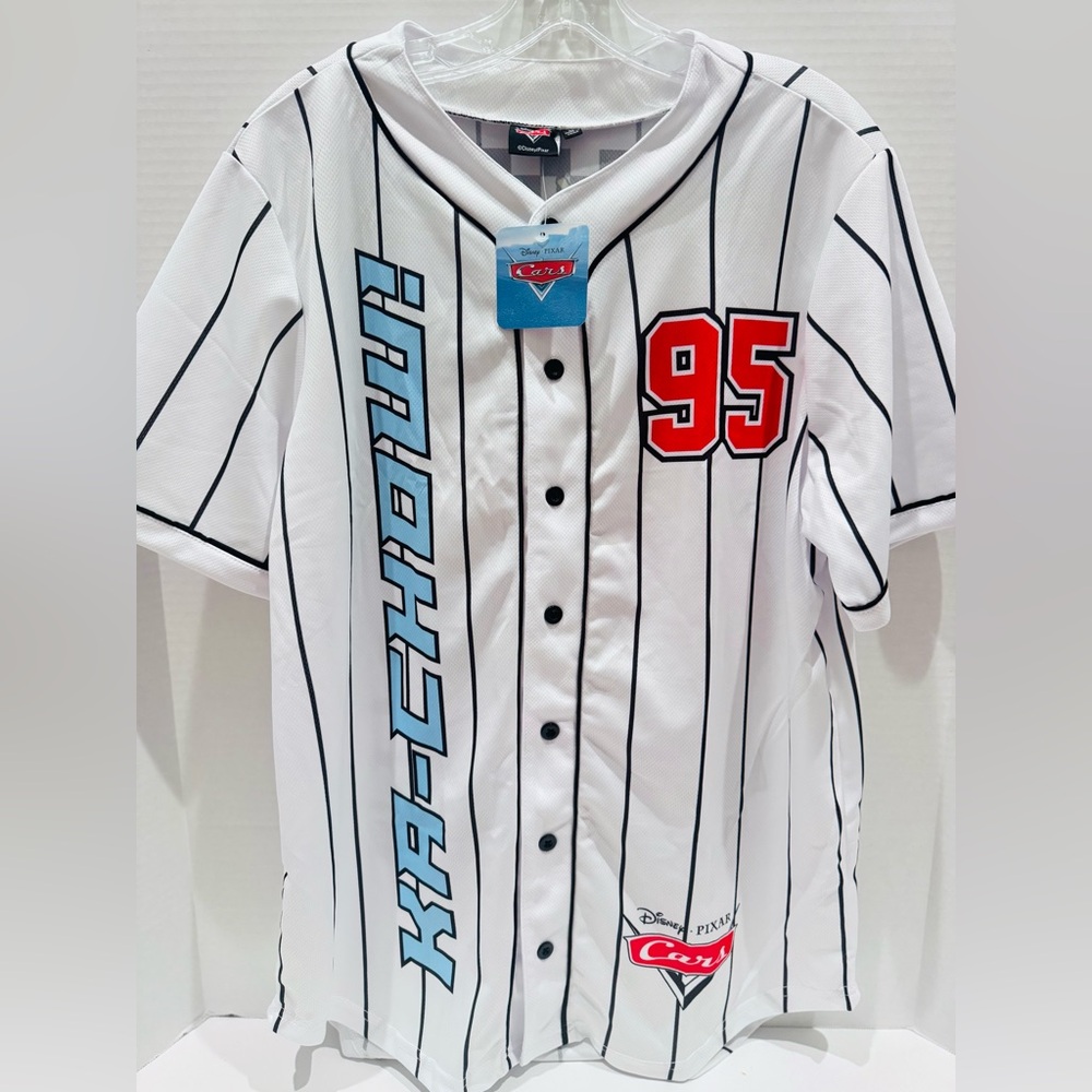 NEW Disney Pixar Cars Lightning McQueen 95 Baseball Jersey Medium Unisex